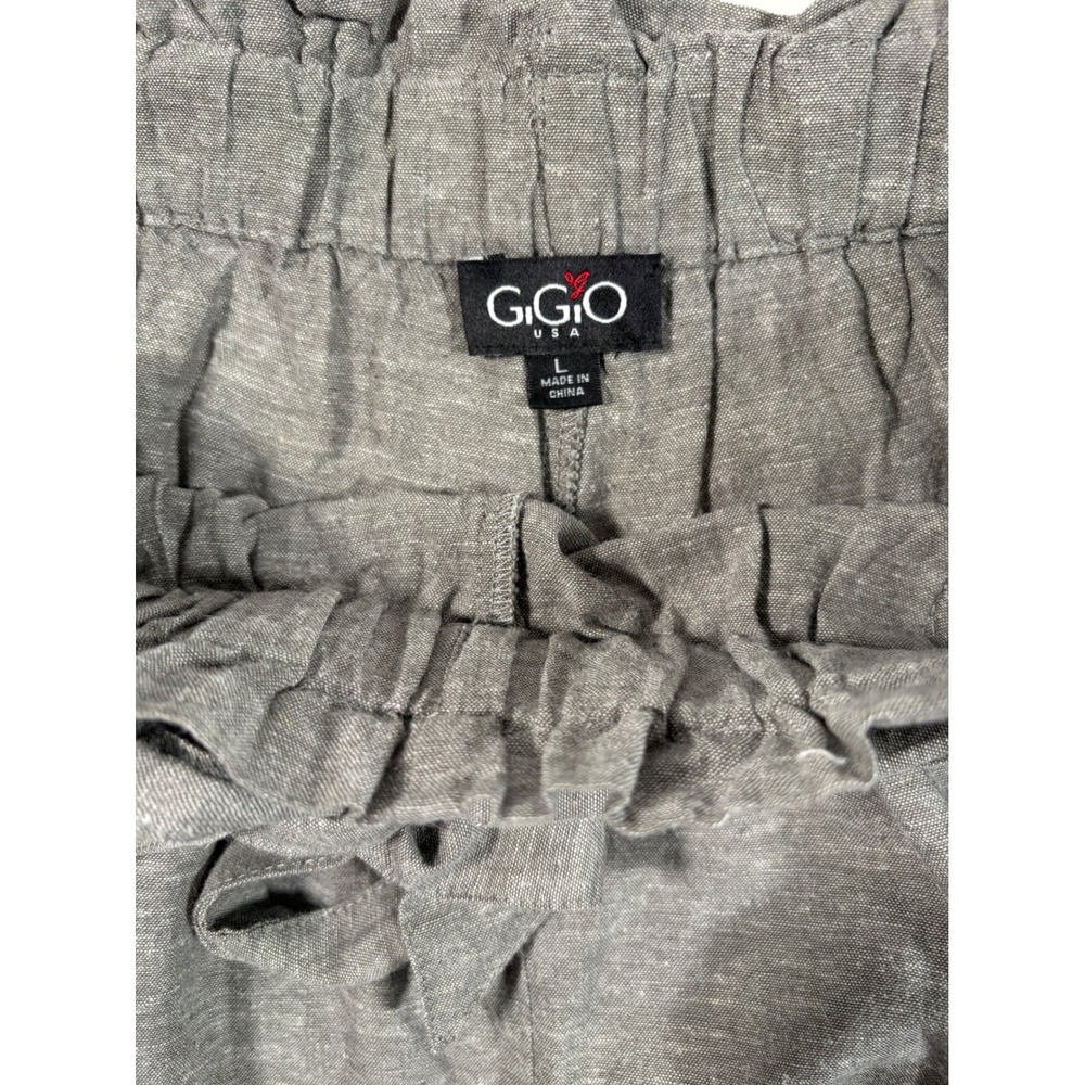 GiGiO USA Boutique Women's L Gray Paperbag Waist Shorts 100% Cotton High Rise - Picture 4 of 7